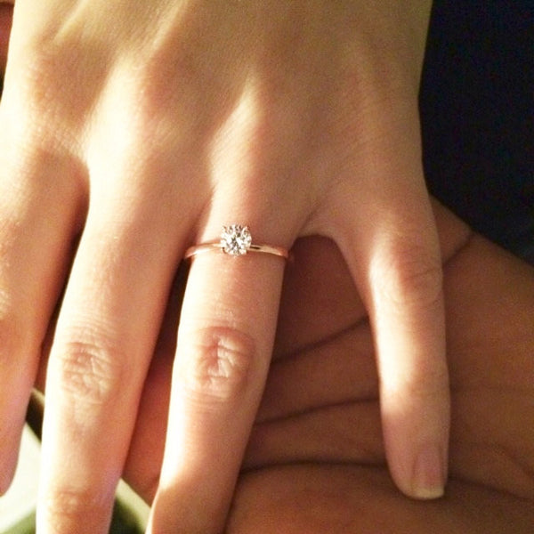 1/2 ct Solitaire Ring - 10k Solid Rose Gold, Sz 5 or 8