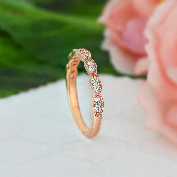 Wide Art Deco Band - Rose GP - 40% Final Sale