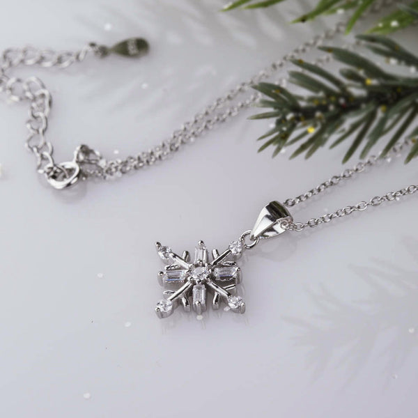 8 Stone Art Deco Snowflake Necklace