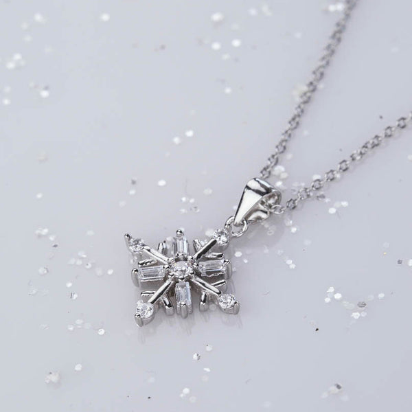 8 Stone Art Deco Snowflake Necklace