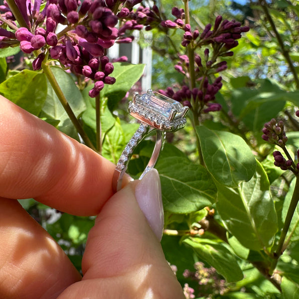 3 ctw Emerald Halo Ring - 30% off Final Sale