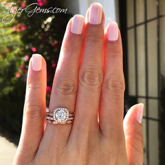 1.25 ctw Art Deco Halo Ring - 10k Solid Rose Gold