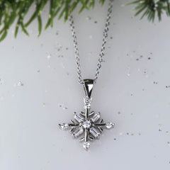 8 Stone Art Deco Snowflake Necklace