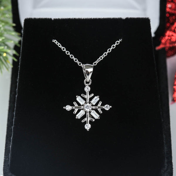 8 Stone Art Deco Snowflake Necklace