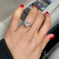 2.25 ctw Oval Halo Ring - 10k Solid White Gold, Sz 4