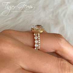 3.25 ctw Oval Halo Ring - 10k Solid Yellow Gold, Sz 4