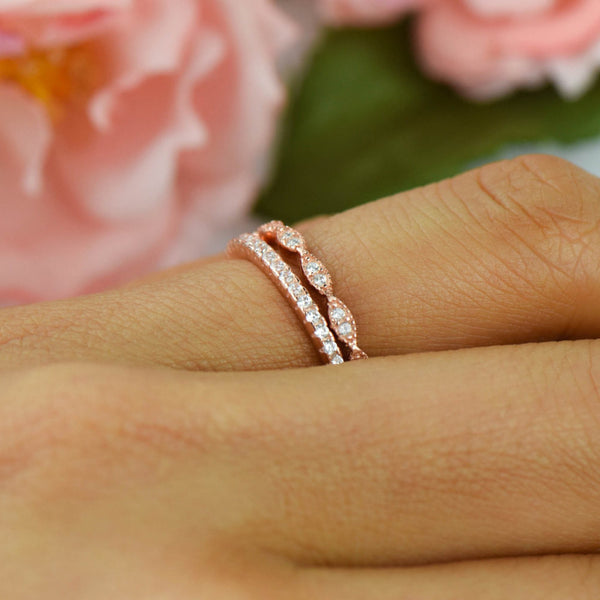 Art Deco Half Eternity Band Set - Rose GP