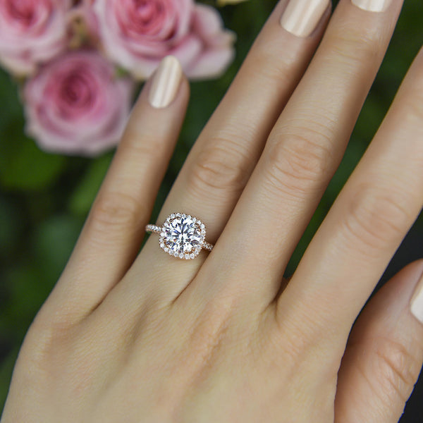 2.25 ctw Square Halo Ring - Rose GP