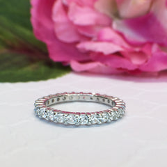 1 ctw 2mm Eternity Band - 10k Solid White Gold
