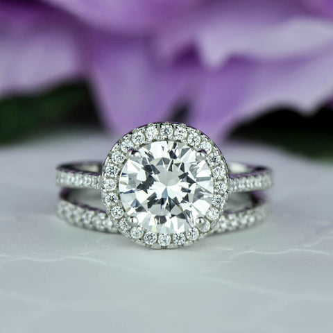 1.5 ctw Oval Half Eternity Halo Set- Rose GP