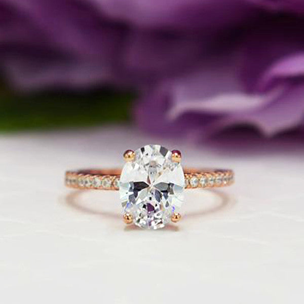 2.25 ctw Oval Accented Solitaire Ring - Rose GP