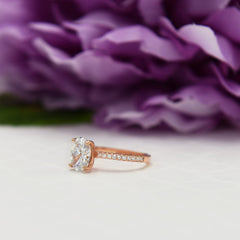 2.25 ctw Oval Accented Solitaire Ring - Rose GP