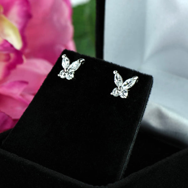 3/4 ctw Butterfly Stud Earrings