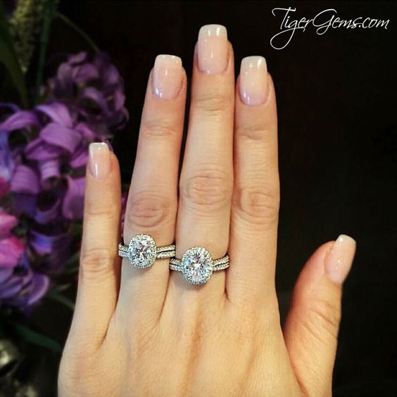 1.5 ctw Oval Halo Half Eternity Set