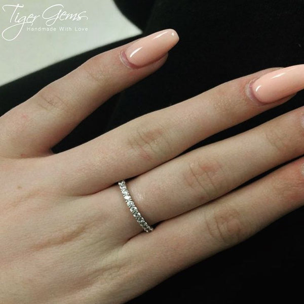 1 ctw 2mm Eternity Band - 10k Solid White Gold