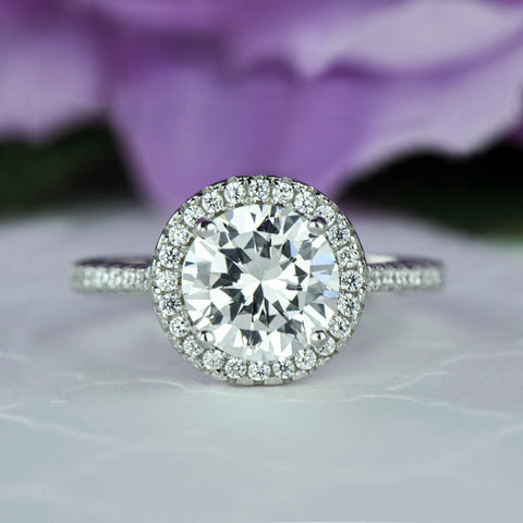 3/4 ctw Art Deco Halo Ring - Rose GP