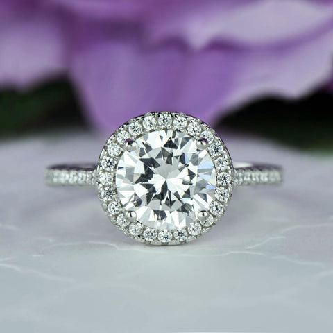 2.25 ctw Classic Halo Ring - 10k Solid White Gold
