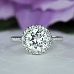 2.25 ctw Classic Halo Ring - 10k Solid White Gold
