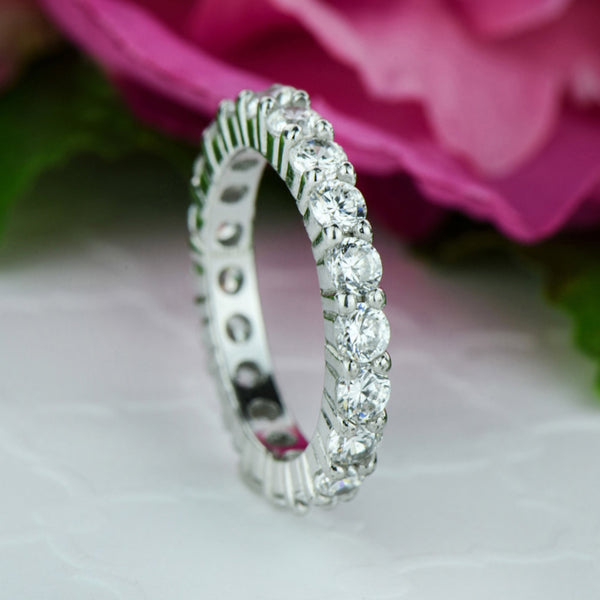 2 ctw Classic Eternity Band - 10k Solid White Gold, Sz 8