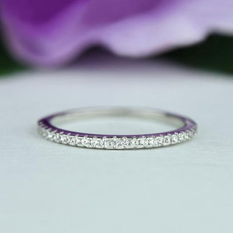 1/4 ctw Princess Art Deco Eternity Band - 10k Solid White Gold, Sz 4 or 6
