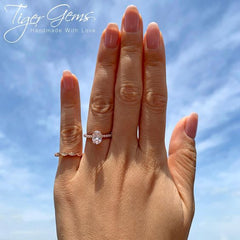 1.25 ctw Oval Accented Ring - 10k Solid Rose Gold, Sz 4 or 6