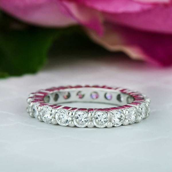 2 ctw Classic Eternity Band - 10k Solid White Gold, Sz 8