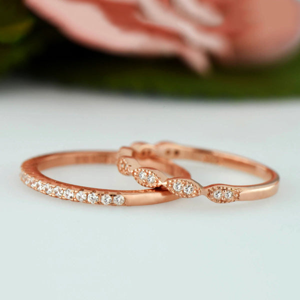 Art Deco Half Eternity Band Set - Rose GP