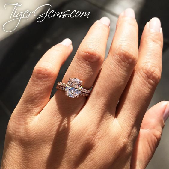 1.25 ctw Oval Accented Engagement Solitaire Ring - 10k Solid Rose Gold –  Tiger Gems
