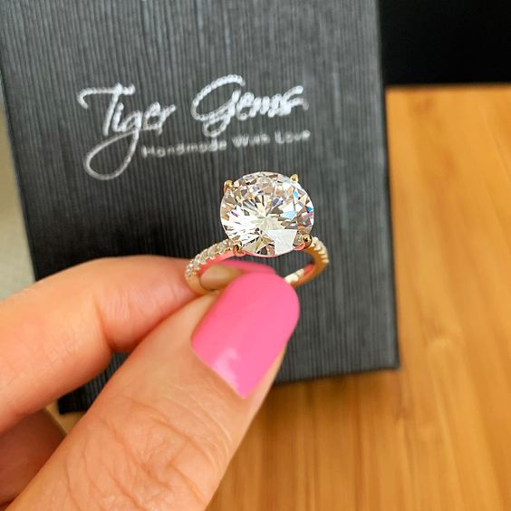 1.25 ctw Oval Accented Engagement Solitaire Ring - 10k Solid Rose Gold –  Tiger Gems