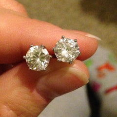 3 ctw 6 Prong Stud Earrings