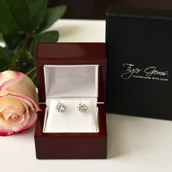 3 ctw 6 Prong Stud Earrings