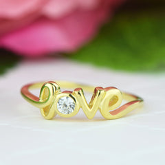 .1 ct Cursive Love Ring - Yellow GP, 50% Final Sale, Sz 5, 6, 8