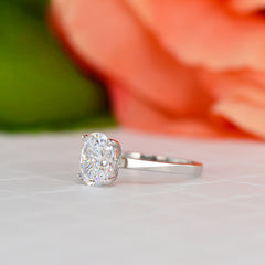 2 ct Oval Solitaire Ring - 10k Solid White Gold, Sz 4