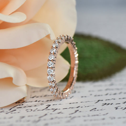 1 ctw Half Eternity Band - 10k Solid Rose Gold