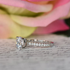 2.25 ctw 4 Prong Round Accented Solitaire Ring