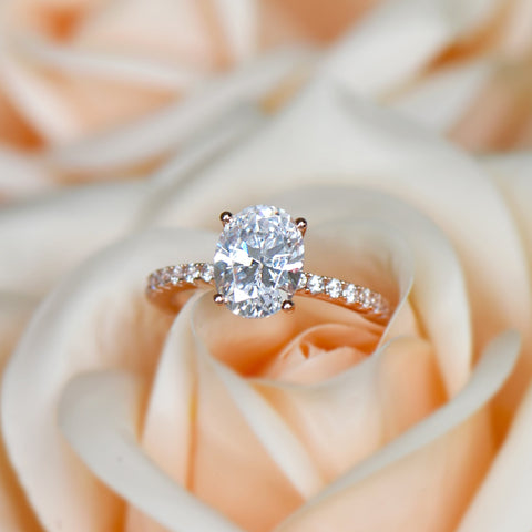 2.25 ctw Oval Accented Solitaire Ring - Rose GP