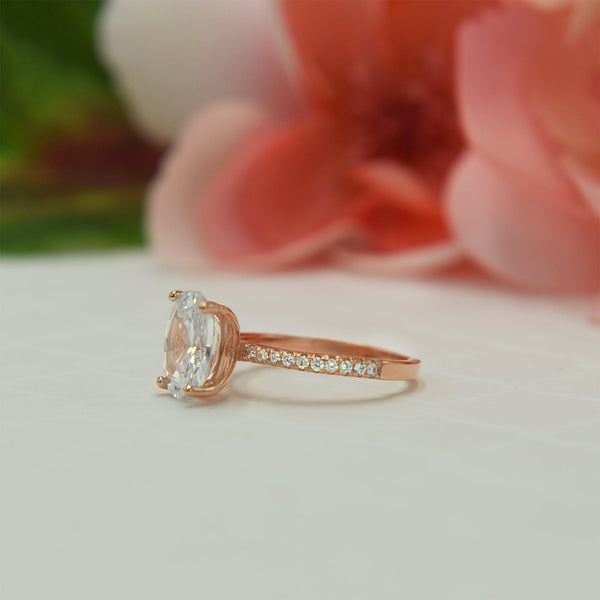 3.25 ctw Oval Accented Ring - 10k Solid Rose Gold