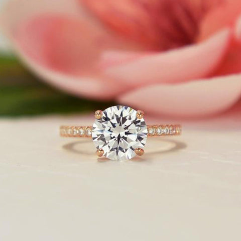 2.25 ctw Cushion Cut Accented Solitaire Ring - Rose GP, 30% Final Sale
