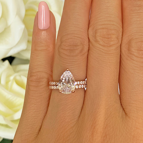 3.25 ctw Pear Accented Half Eternity Set - Rose GP