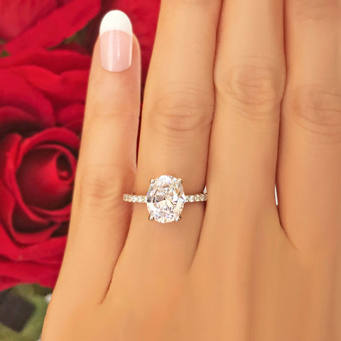 3.25 ctw Oval Halo Ring - Rose GP