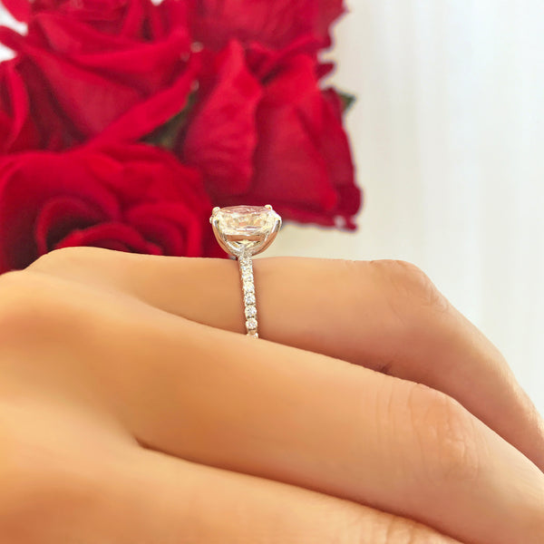 3.25 ctw Oval Accented Solitaire Ring