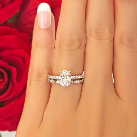 2 ctw Pear Accented Solitaire Set