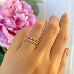 Art Deco Half Eternity Three Band Set - Rose GP