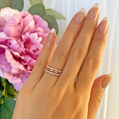 Art Deco Half Eternity Three Band Set - Rose GP