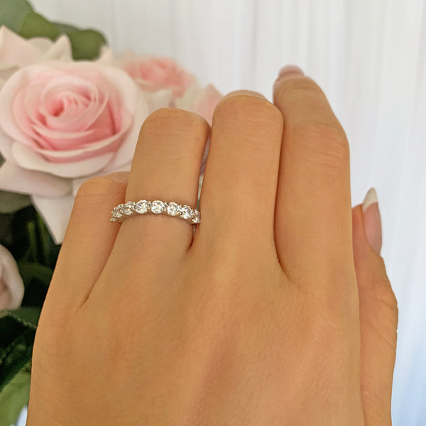 1 ctw Half Eternity Band - 10k Solid White Gold