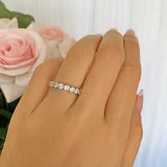 1 ctw Half Eternity Band - 10k Solid White Gold