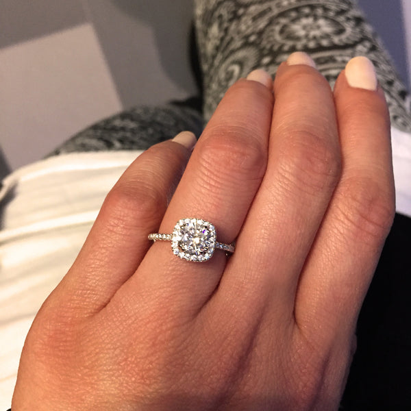 Square halo wedding band on sale