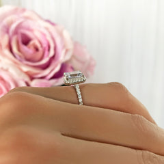 2 ctw Emerald Halo Ring - 30% off Final Sale, Sz 4, 5, 9, 10