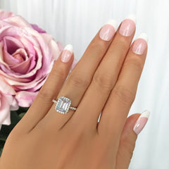 2 ctw Emerald Halo Ring - 30% off Final Sale, Sz 4, 5, 9, 10