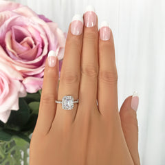 2 ctw Emerald Halo Ring - 30% off Final Sale, Sz 4, 5, 9, 10